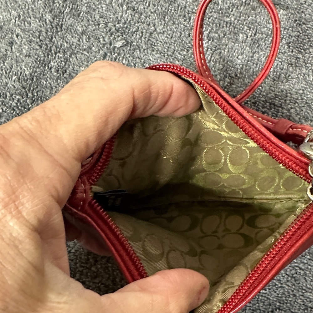 Coach Cherry Red Leather Wristlet - Picture 6 of 11